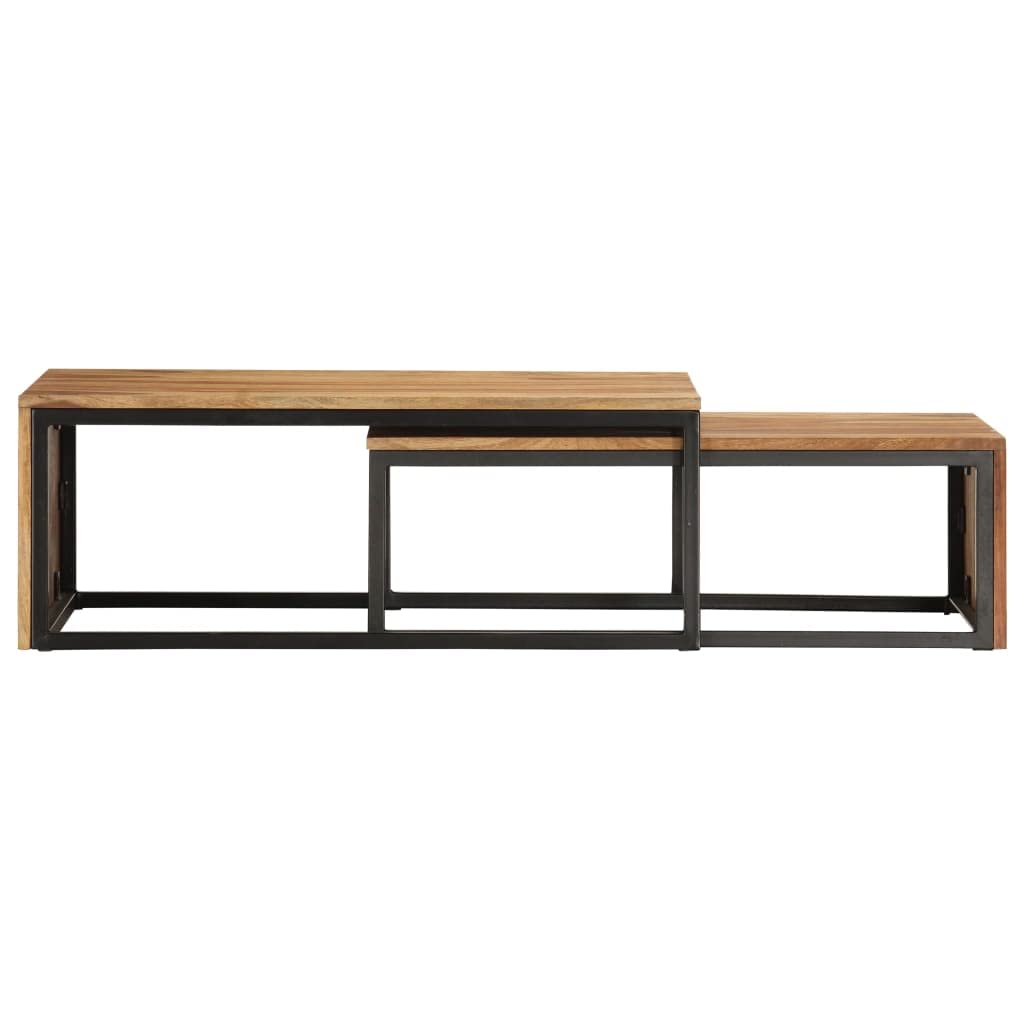 2 pcs Solid Sheesham Wood Nesting Coffee Table N414618