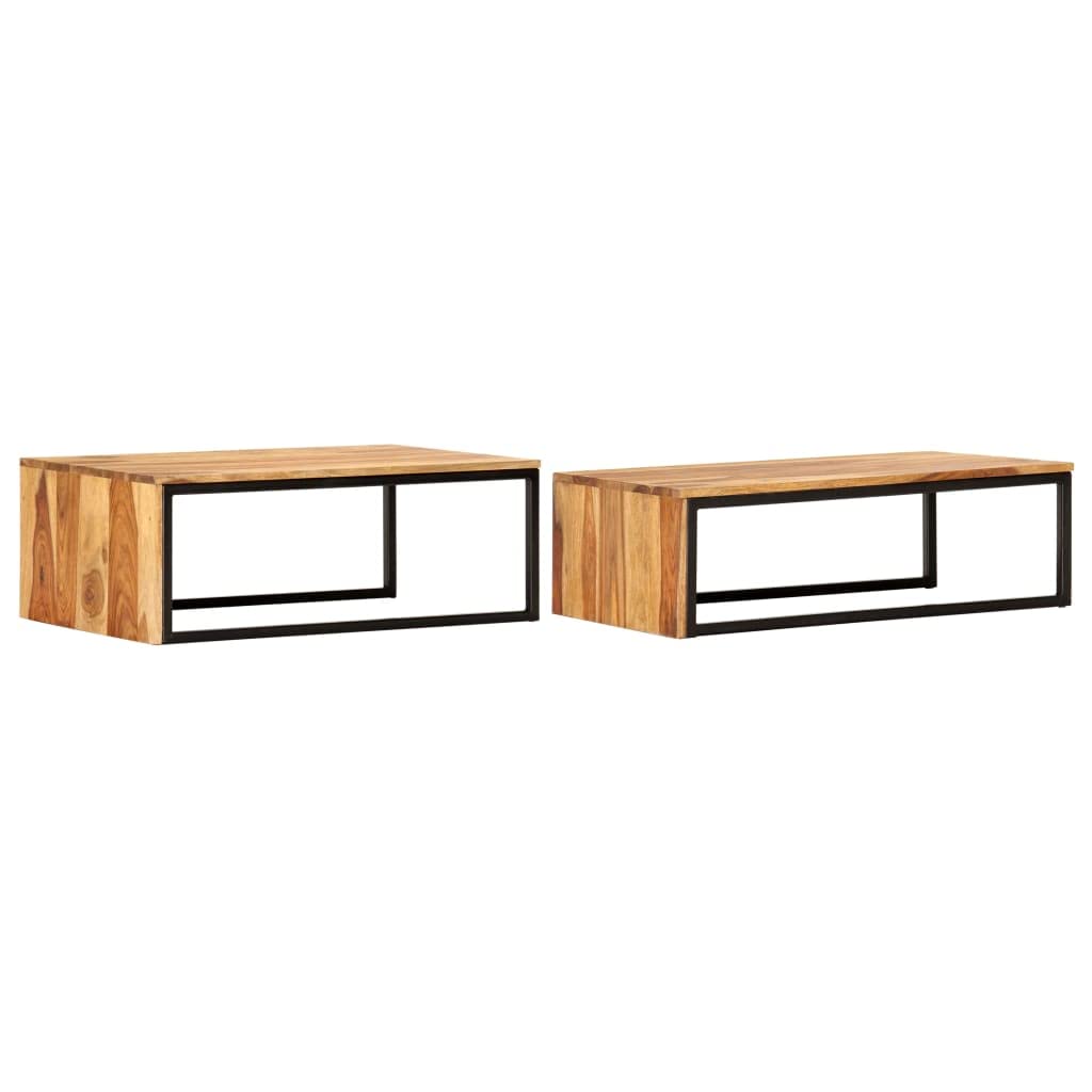 2 pcs Solid Sheesham Wood Nesting Coffee Table N414618