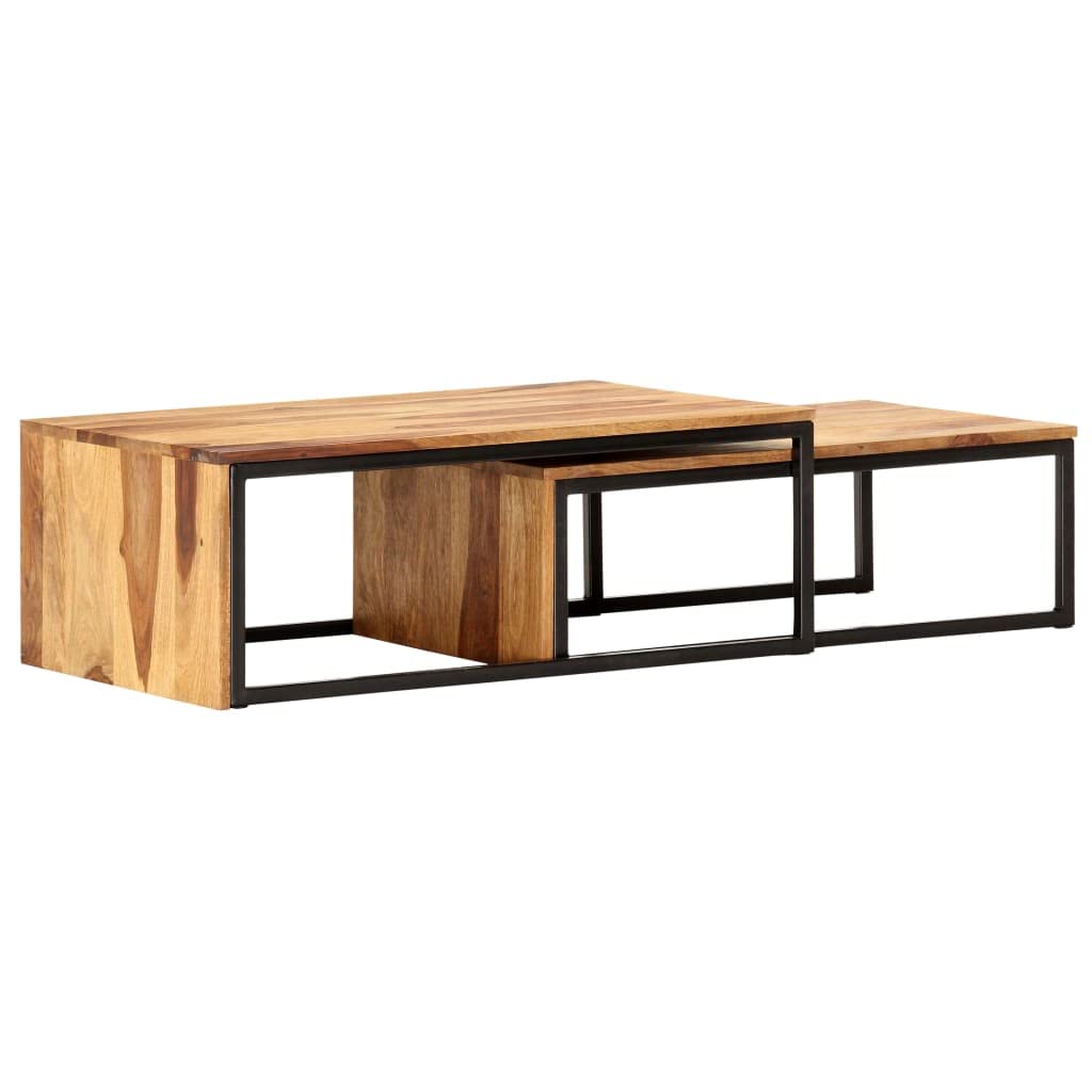 2 pcs Solid Sheesham Wood Nesting Coffee Table N414618