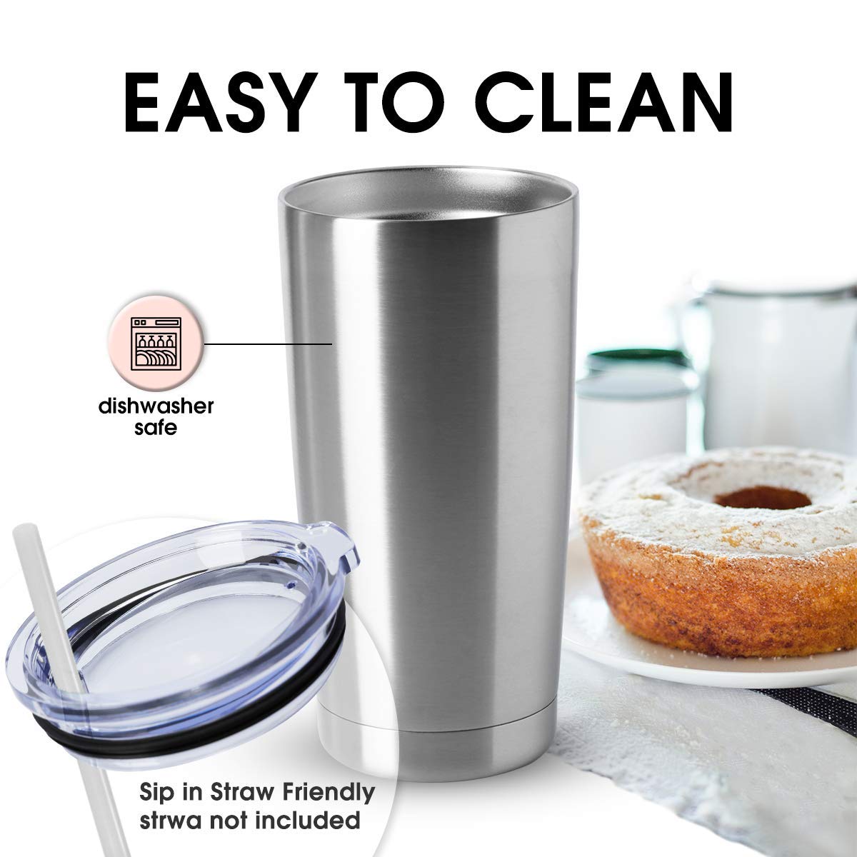 20oz Stainless Steel Insulated Tumblers with Lid Pack O70847