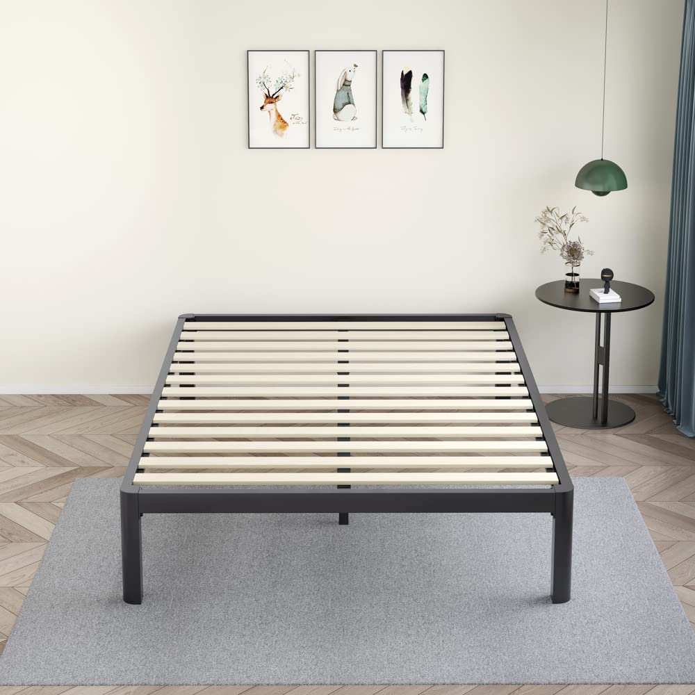 18 Inch Queen Platform Bed Frame with Wooden Slats B889304