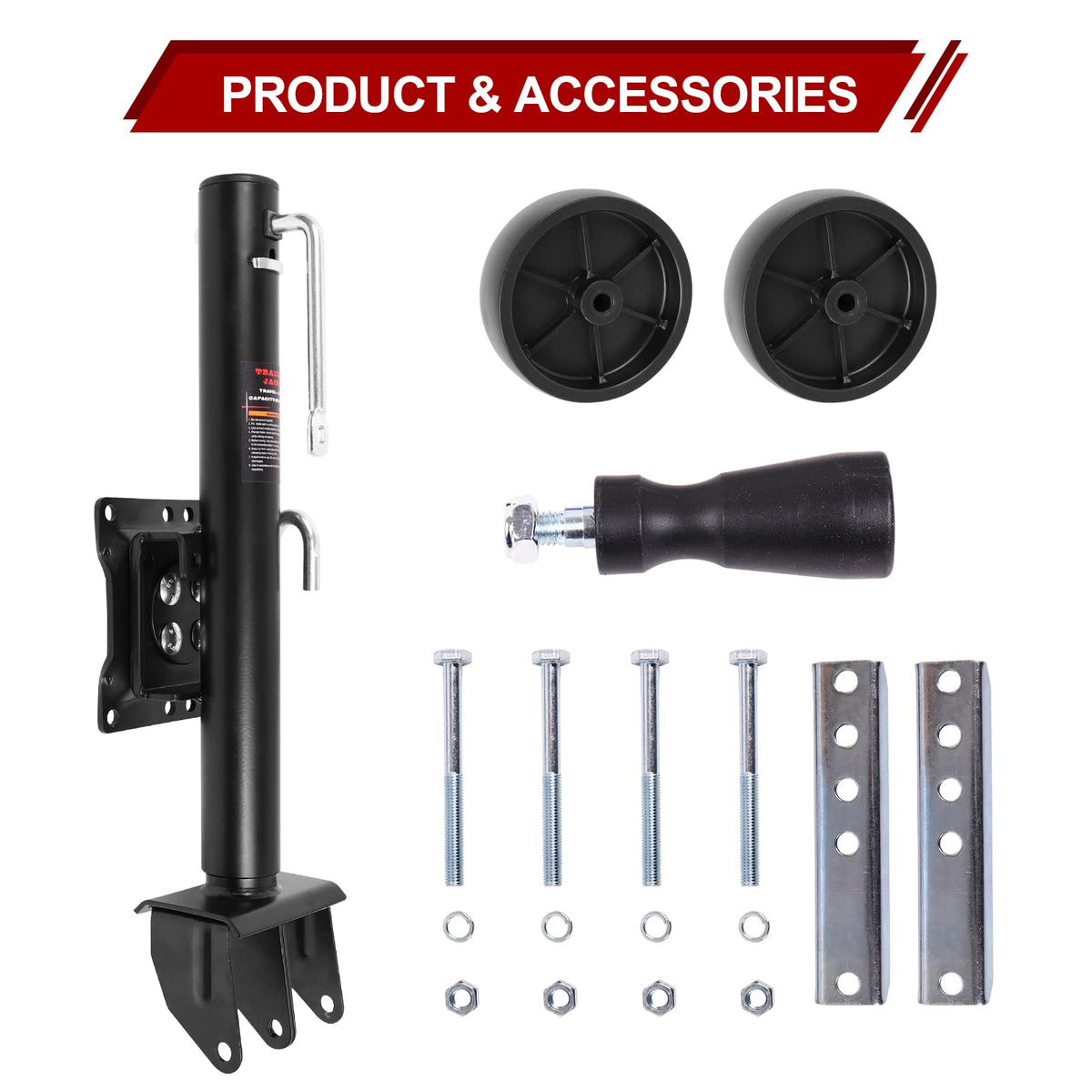 2000 lbs Dual Wheel Trailer Jack with 6" Caster Wheels E105