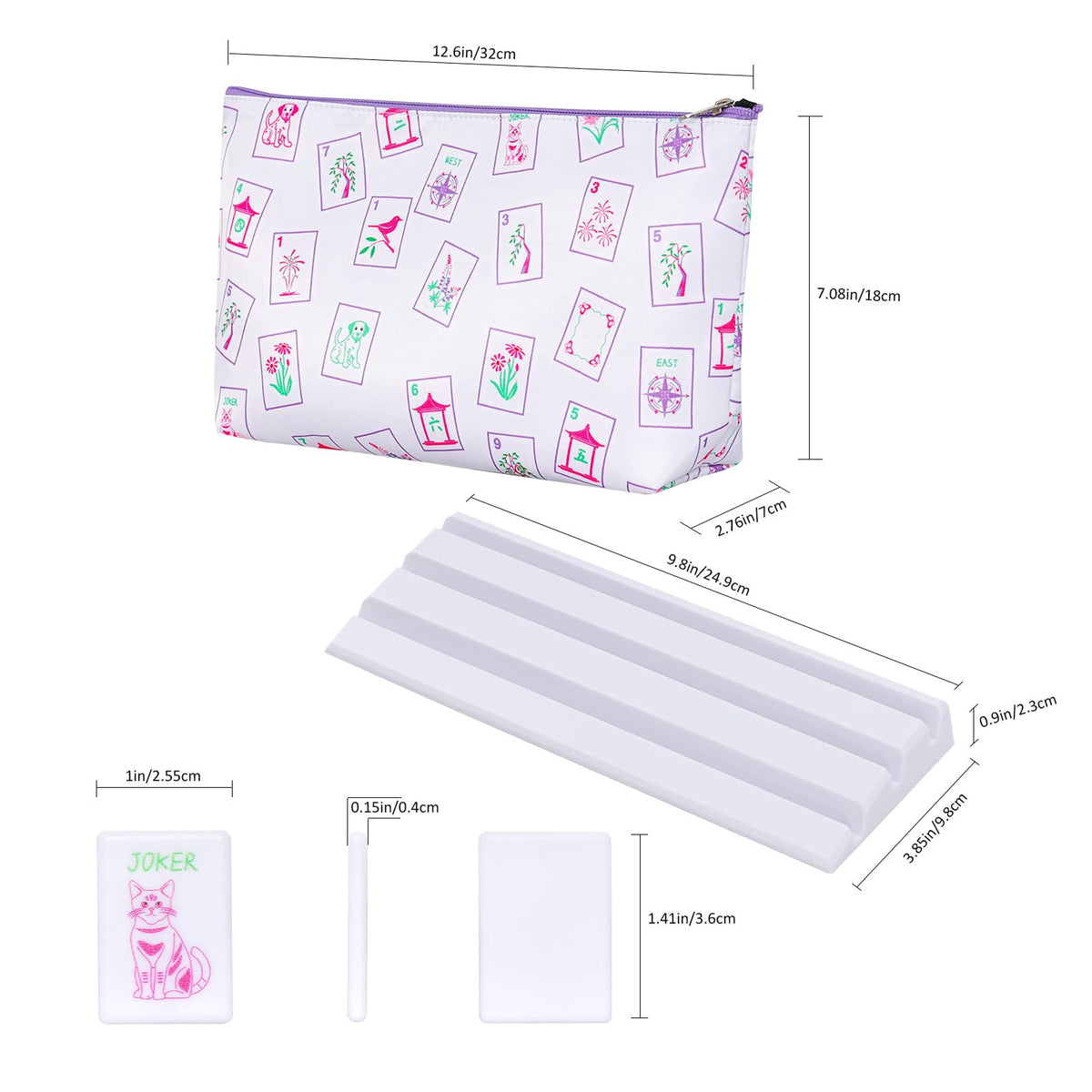 Large Mahjong Set with 160 Tiles, 4 Racks & Carrying Bag M2069