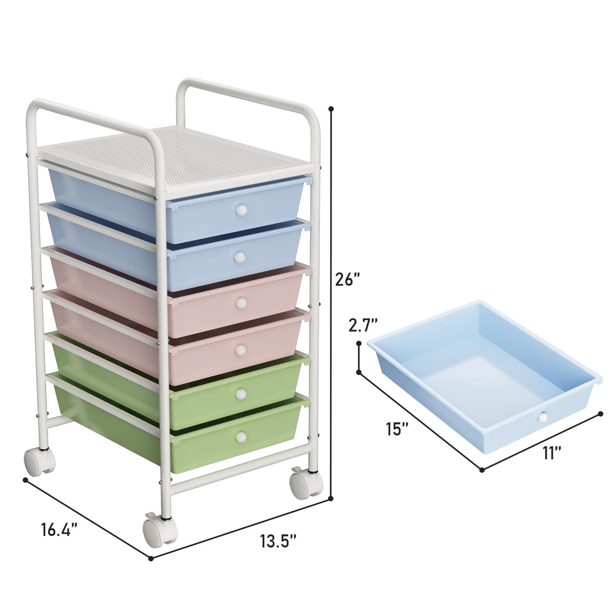 6-Tier Rolling Utility Cart with 6 Drawers M914