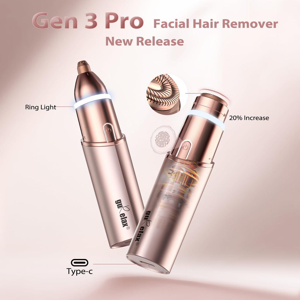 2-in-1 Electric Facial Hair Removal & Eyebrow Shaver with Mirror Light D485066