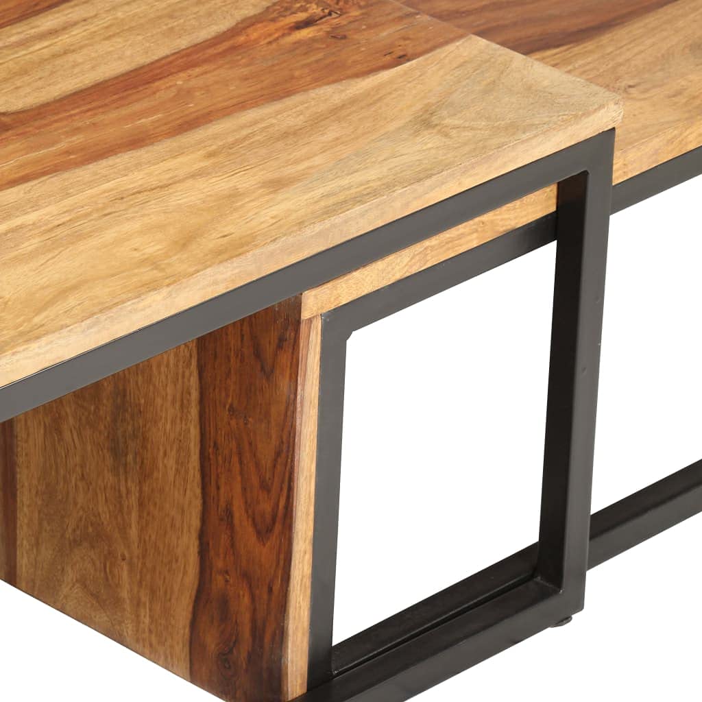 2 pcs Solid Sheesham Wood Nesting Coffee Table N414618