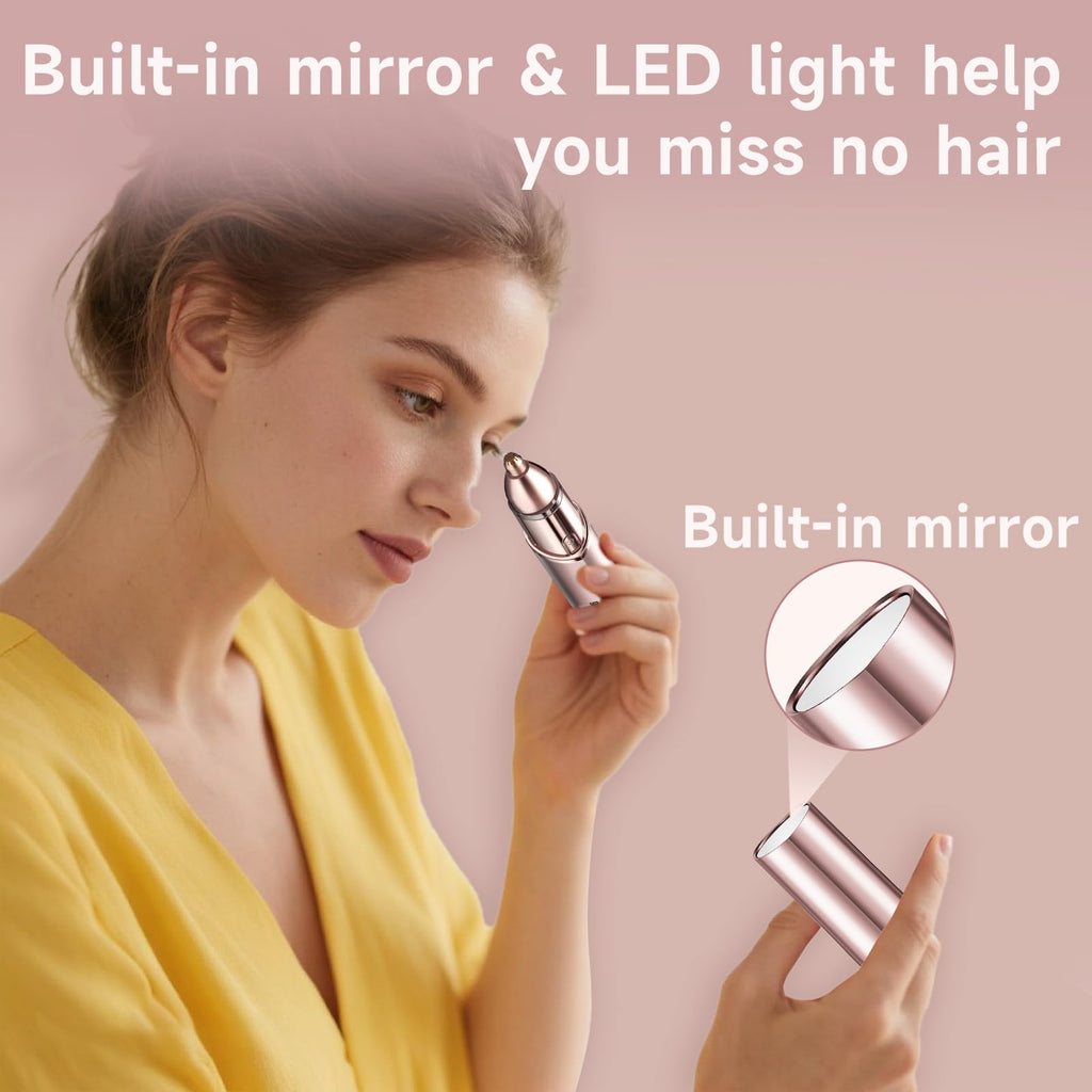 2-in-1 Electric Facial Hair Removal & Eyebrow Shaver with Mirror Light D485066