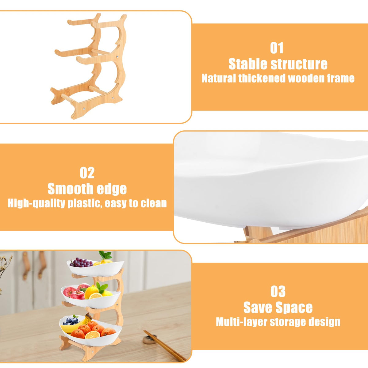 3-Tier Plastic Fruit Bowl B9493