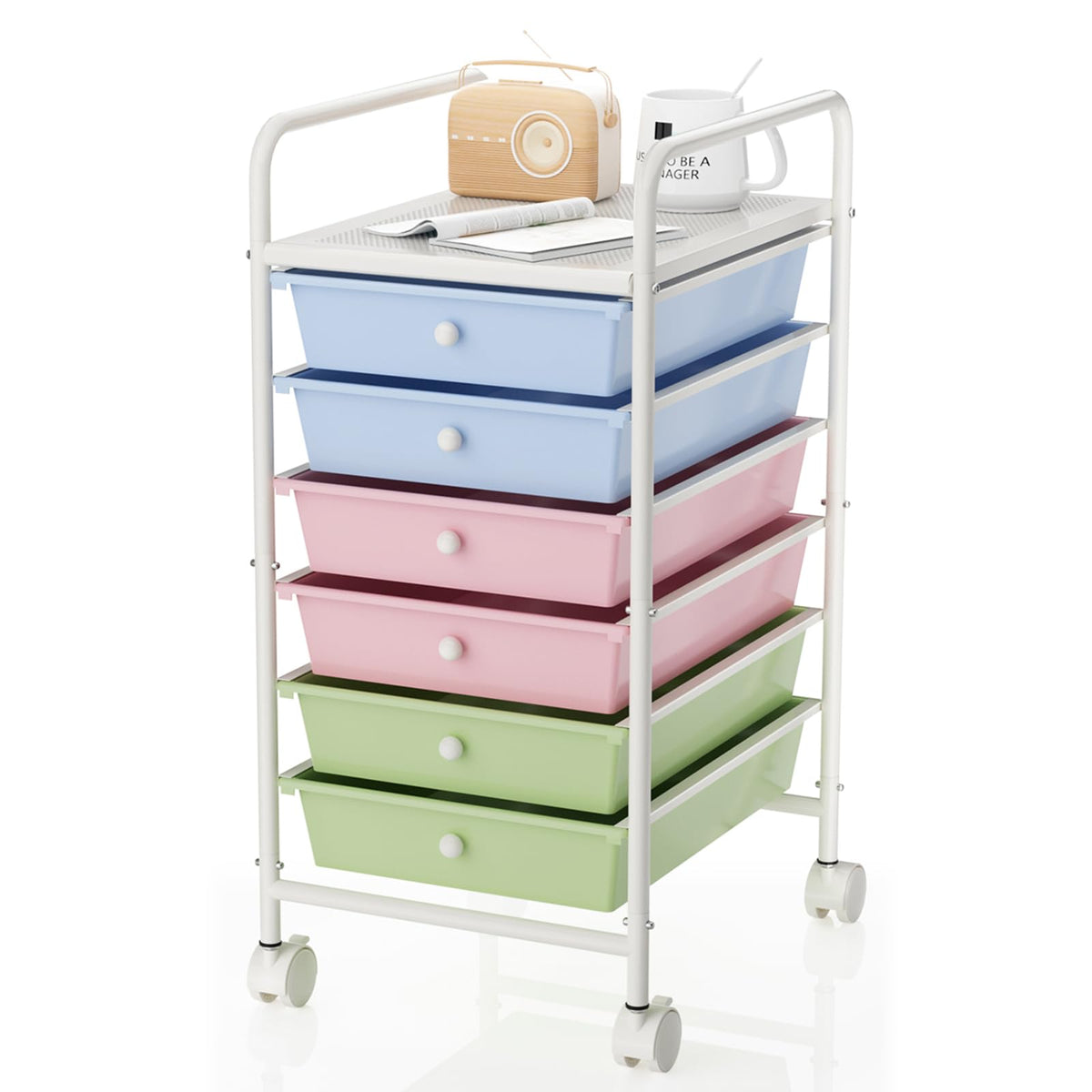 6-Tier Rolling Utility Cart with 6 Drawers M914