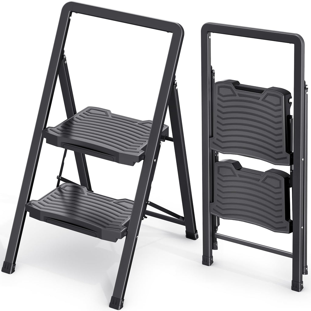 2 Folding Steel Step Ladder with Handrail X1246