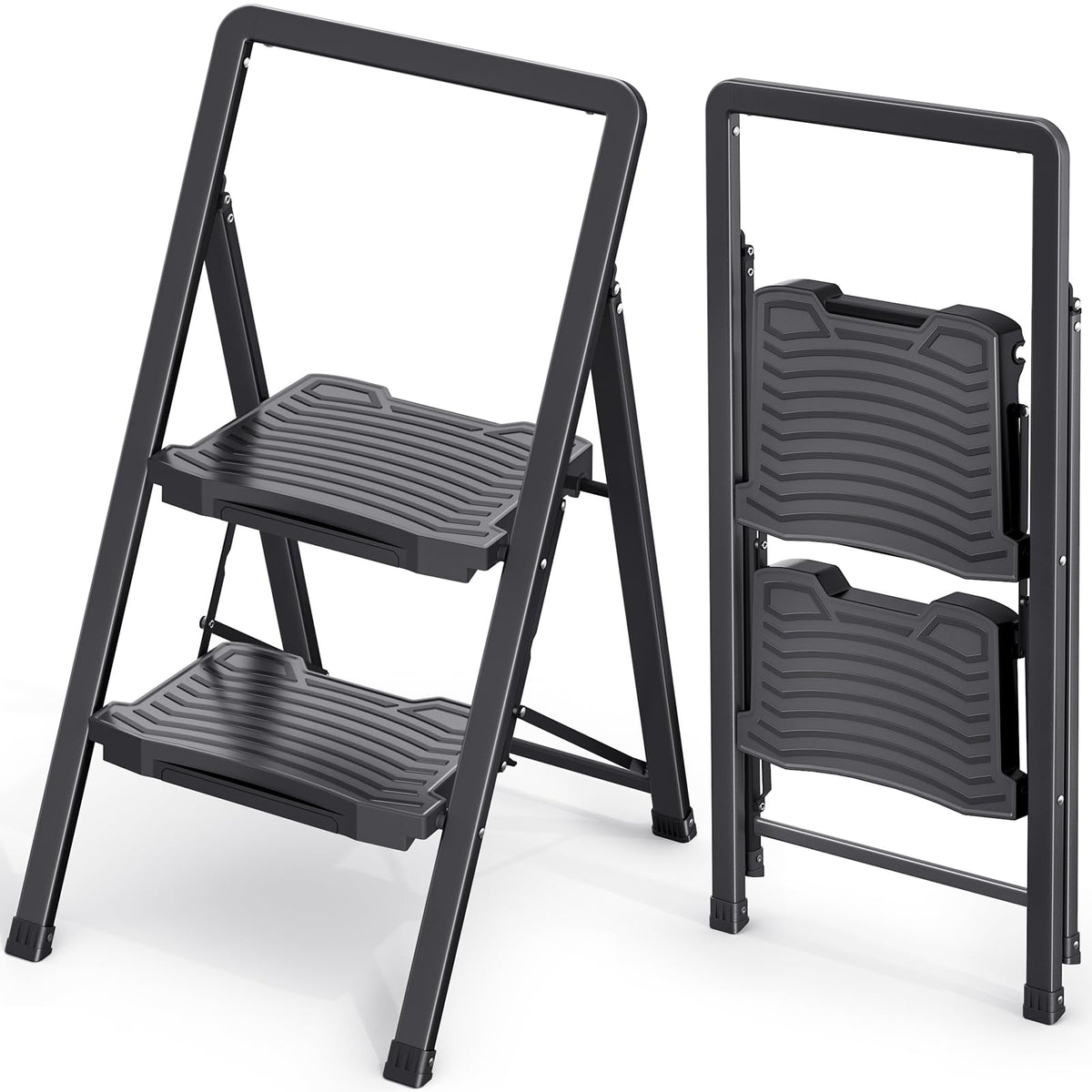 2 Folding Steel Step Ladder with Handrail X1246