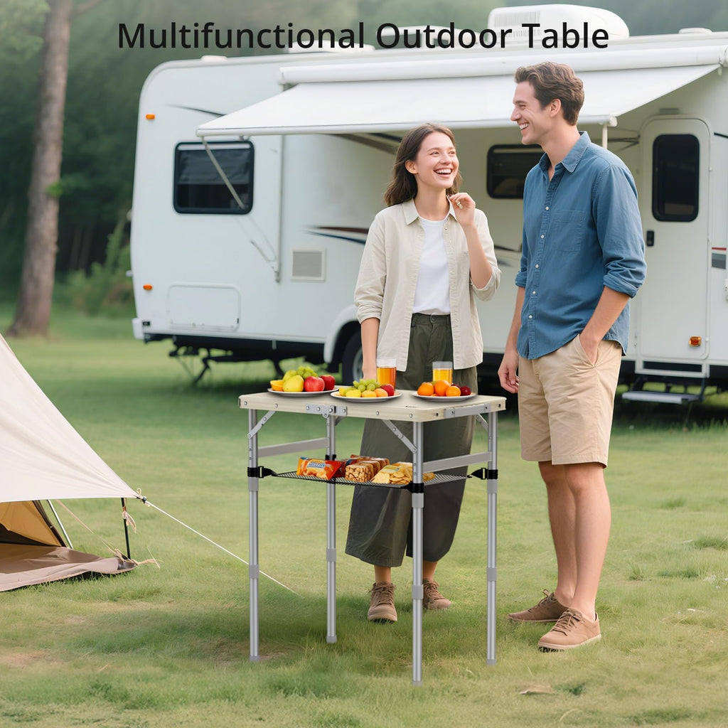 2 ft Small Folding Table, 3 Adjustable Height L729371