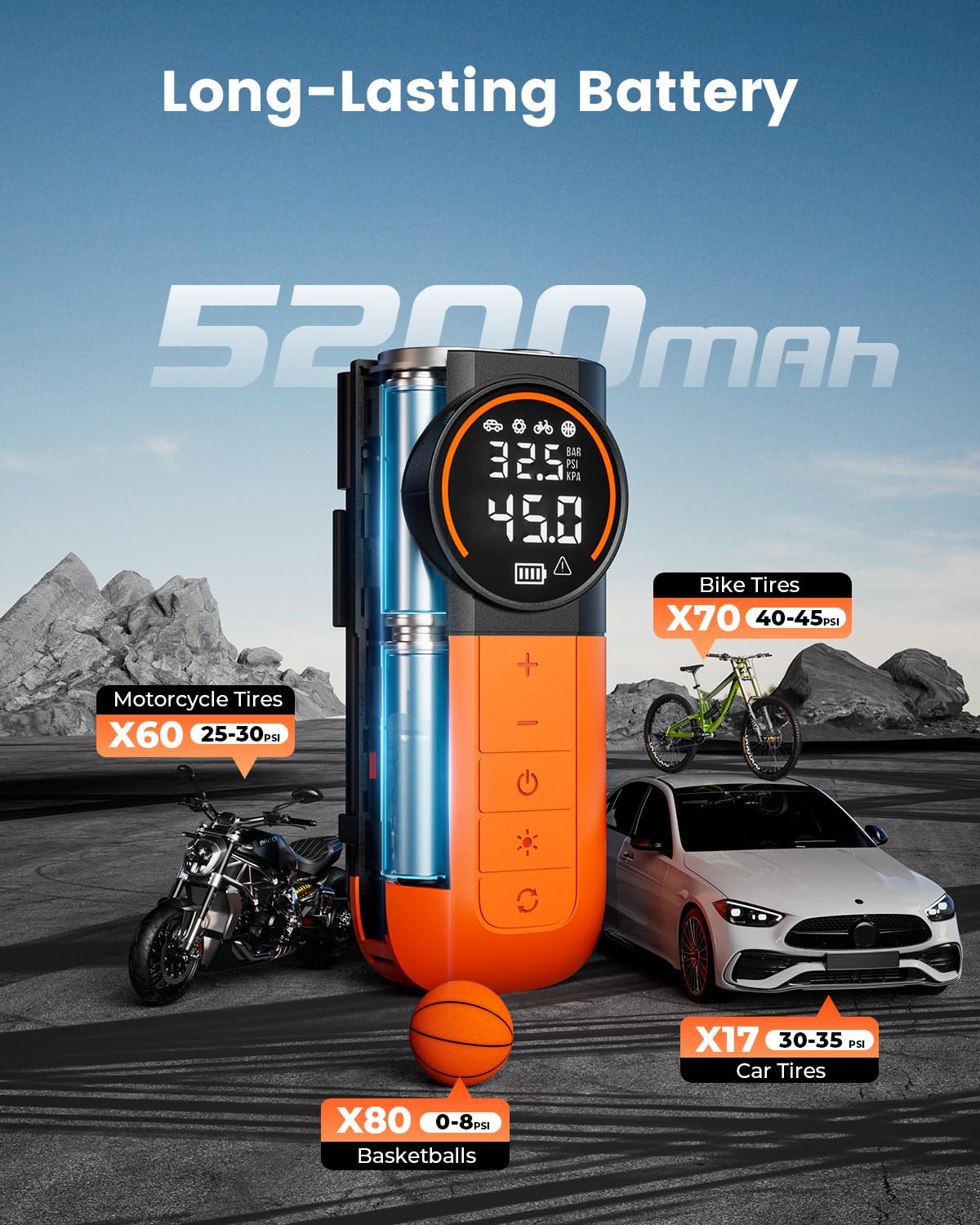 Tire Inflator Portable Air Compressor J494