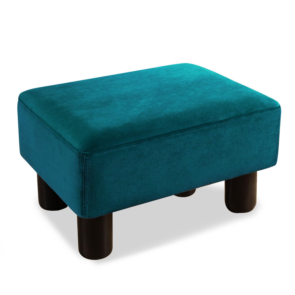 Small Teal Velvet Rectangle Foot Stool Ottoman F666