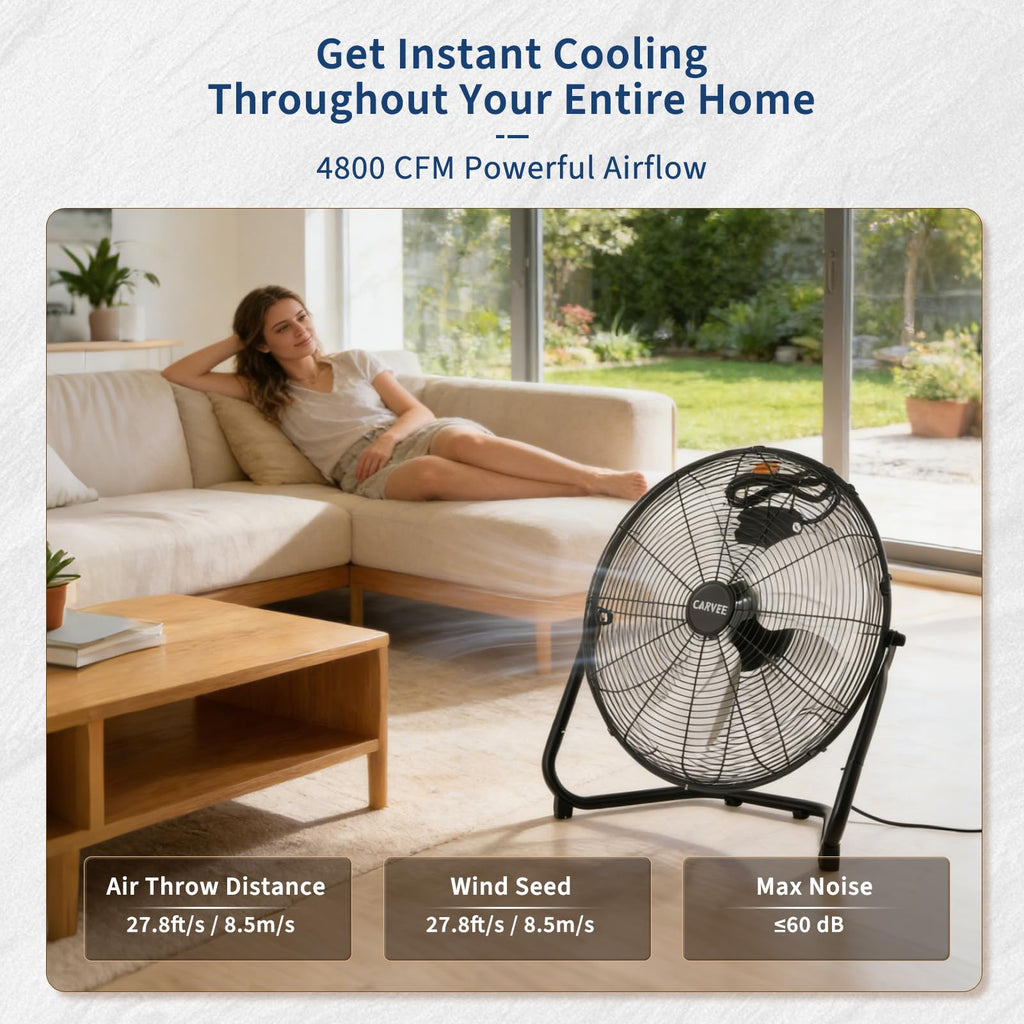 20 Inch 3 Speed High Velocity Floor Fan U50787
