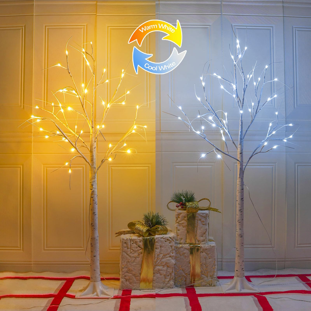 2-Pack 4FT Lighted Birch Tree D5818