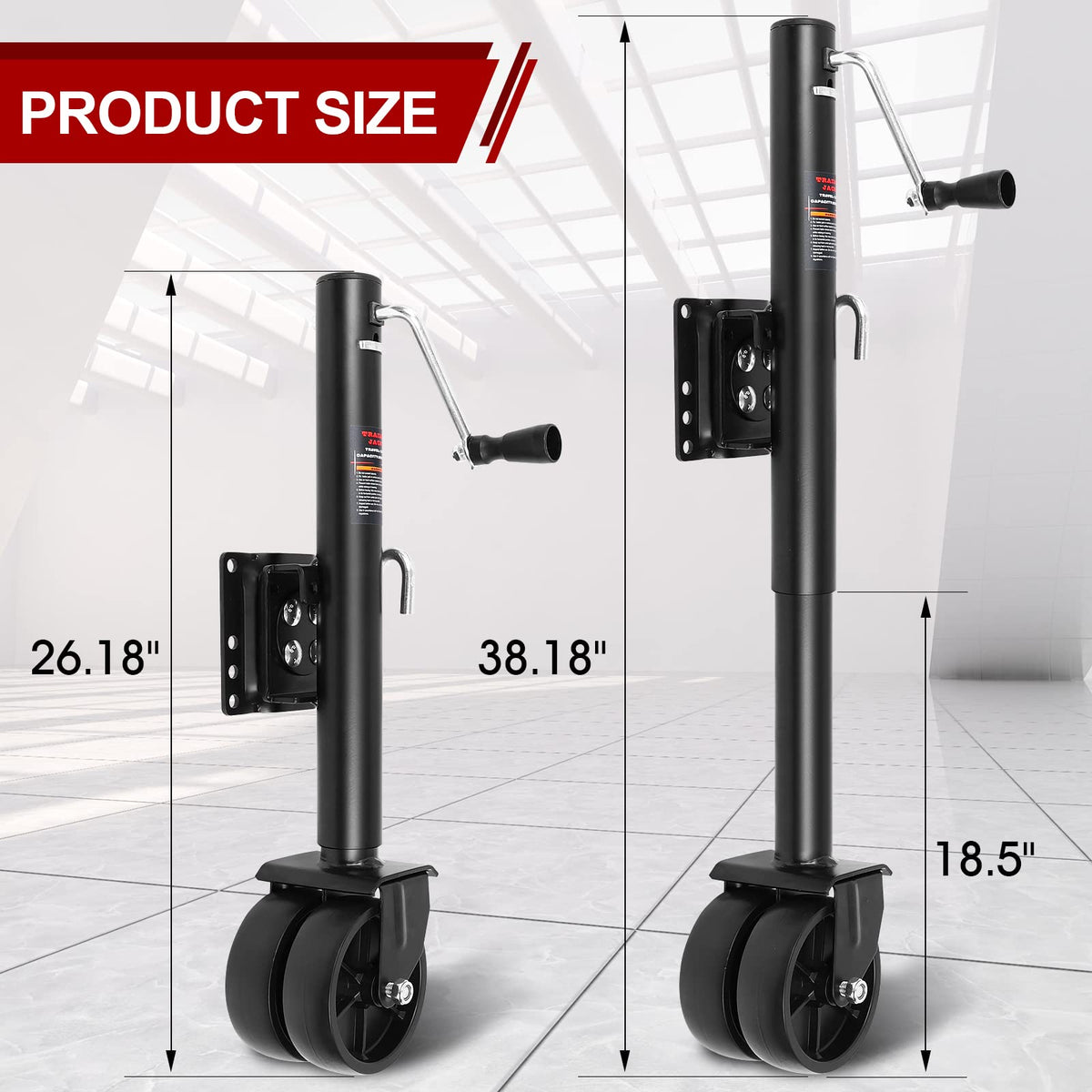 2000 lbs Dual Wheel Trailer Jack with 6" Caster Wheels E105