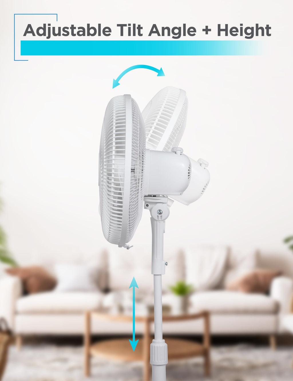 16-Inch Oscillating Pedestal Fan, 3 Speeds, White Y21768
