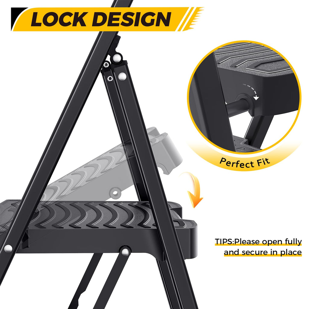 2 Folding Steel Step Ladder with Handrail X1246
