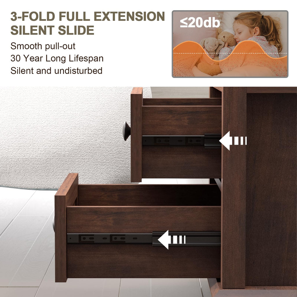 24" Tall End Table with Charging Station & 2 Drawers C9332