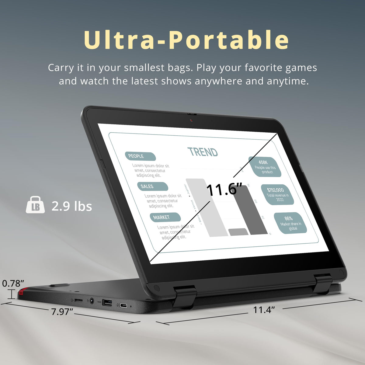 11.6" 2-in-1 Touchscreen Chromebook N624