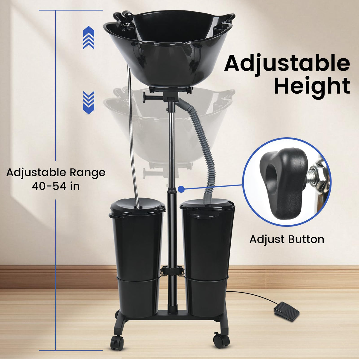 Portable Height Adjustable Shampoo Bowl with Electric Pump F864433