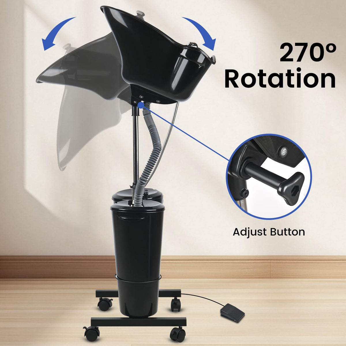 Portable Height Adjustable Shampoo Bowl with Electric Pump F864433