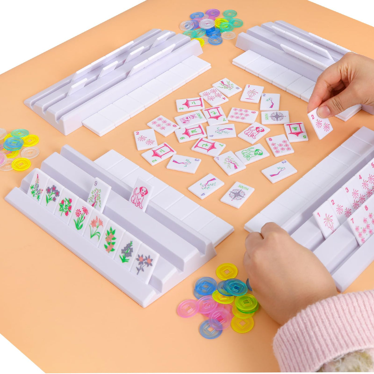 Large Mahjong Set with 160 Tiles, 4 Racks & Carrying Bag M2069