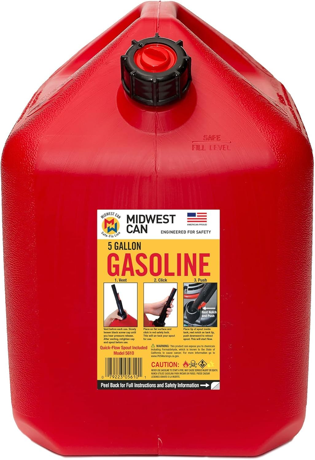 5 Gallon Gas Can Fuel Container with Spout 2 Pack Z5667