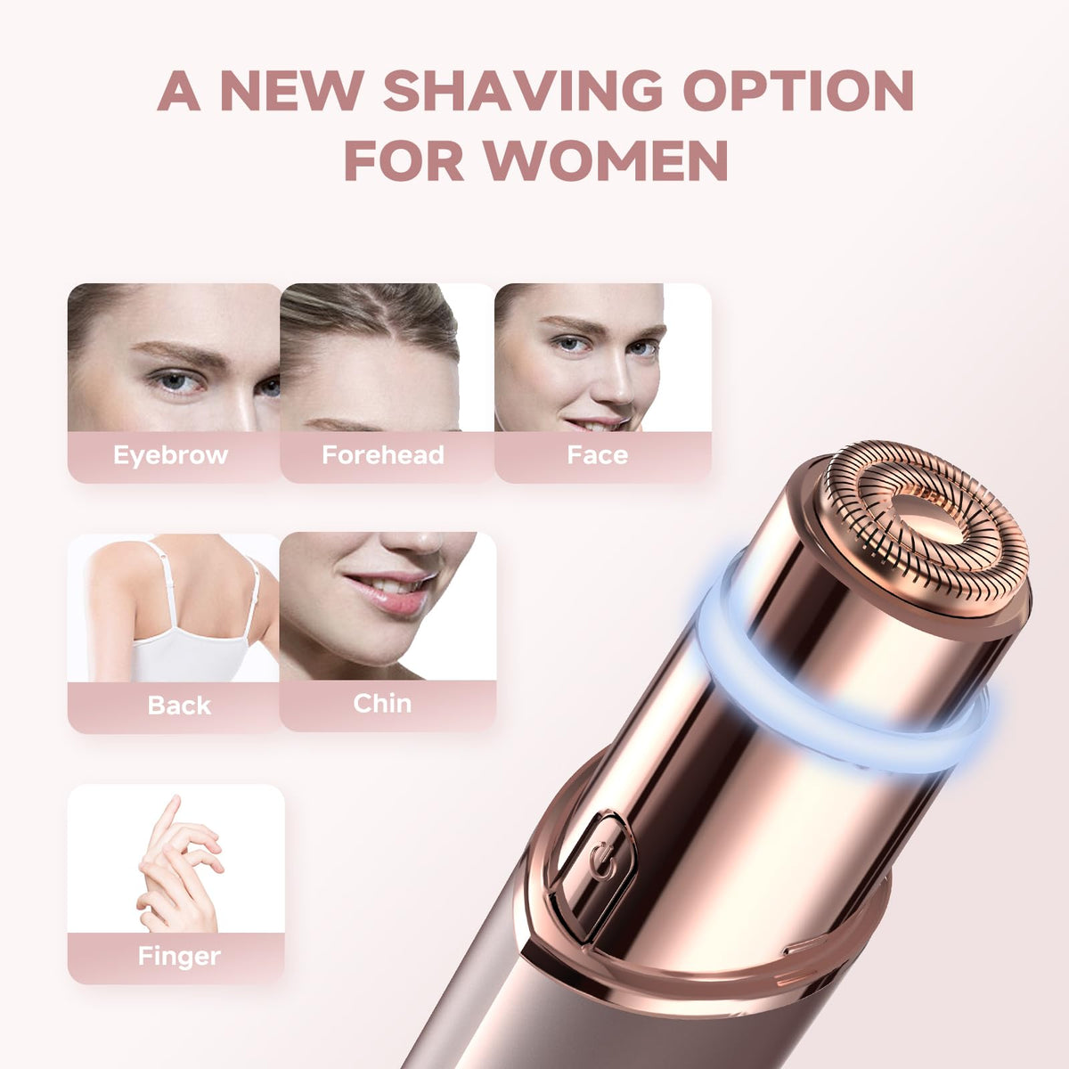 2-in-1 Electric Facial Hair Removal & Eyebrow Shaver with Mirror Light D485066
