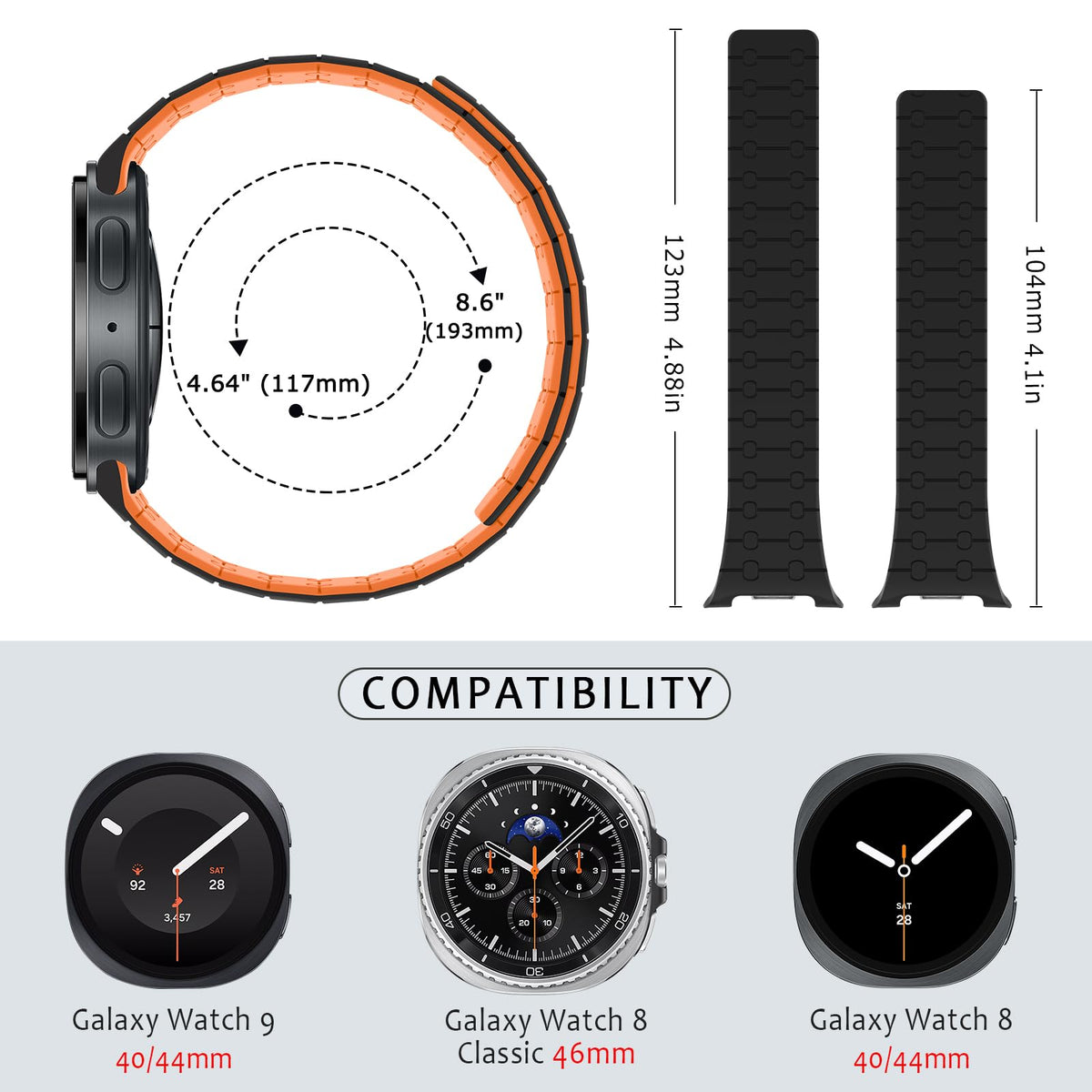 Black Orange Silicone Magnetic Band G68959