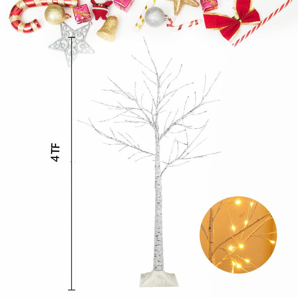 2-Pack 4FT Lighted Birch Tree D5818