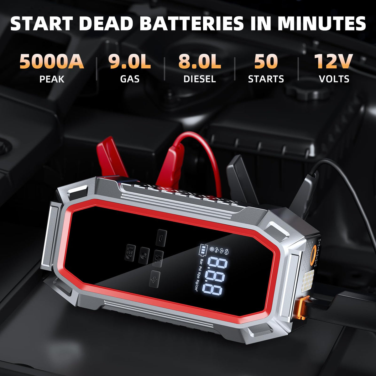 5000A Peak 160PSI Jump Starter with Air Compressor L9002