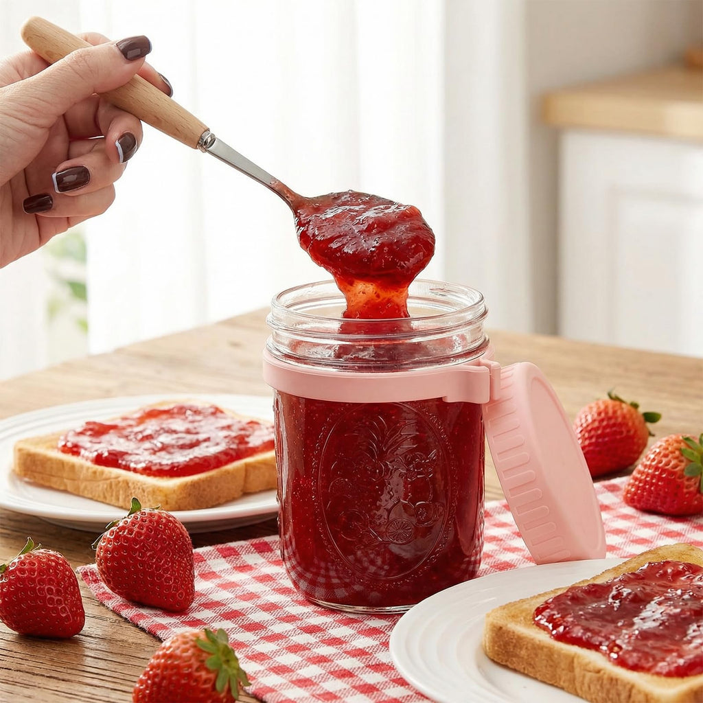 16oz 6-Pack Wide Mouth Glass Mason Jars with Airtight Lids U76419