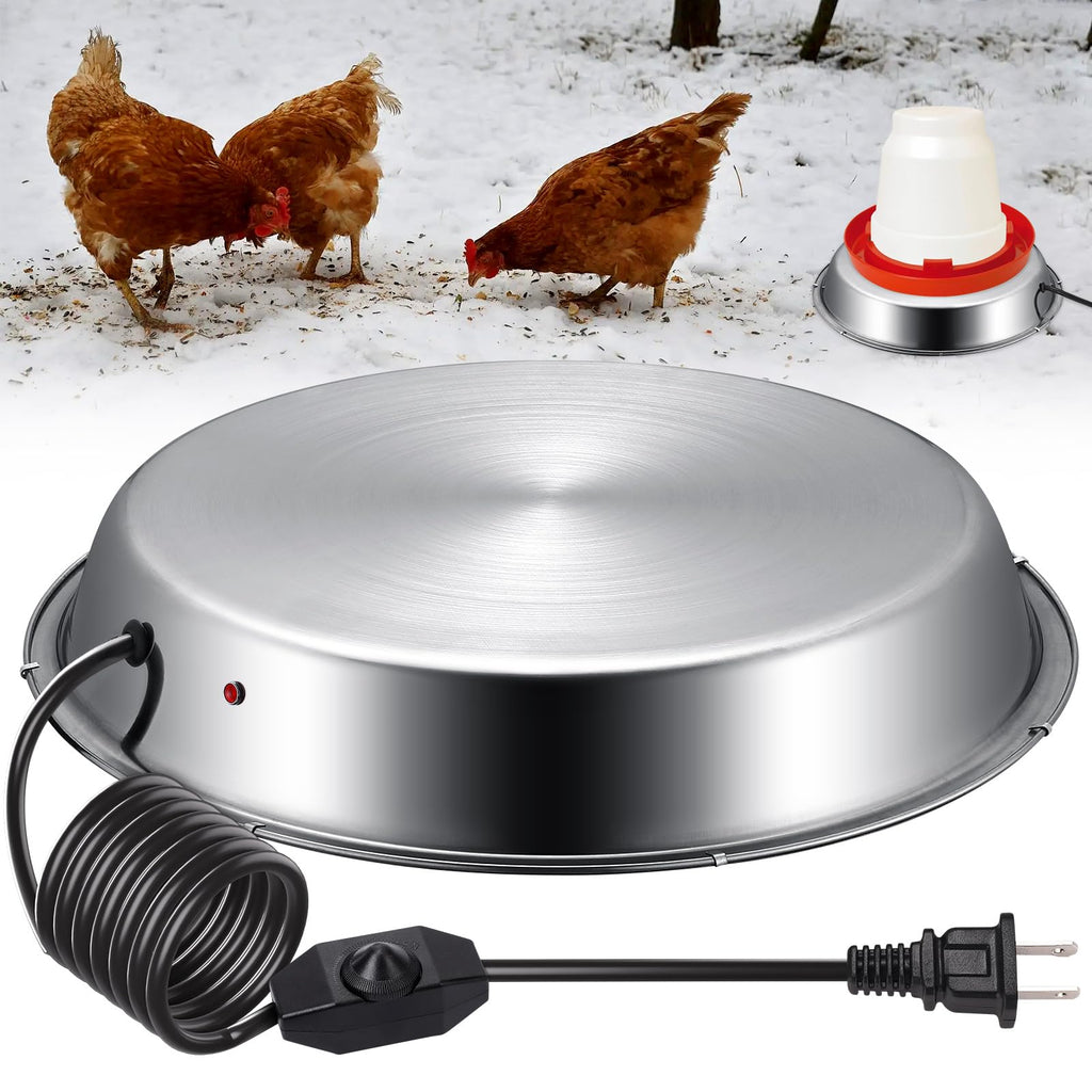 12 Inch 5 Gallons Poultry Waterer Heated Base with Thermostat J382290
