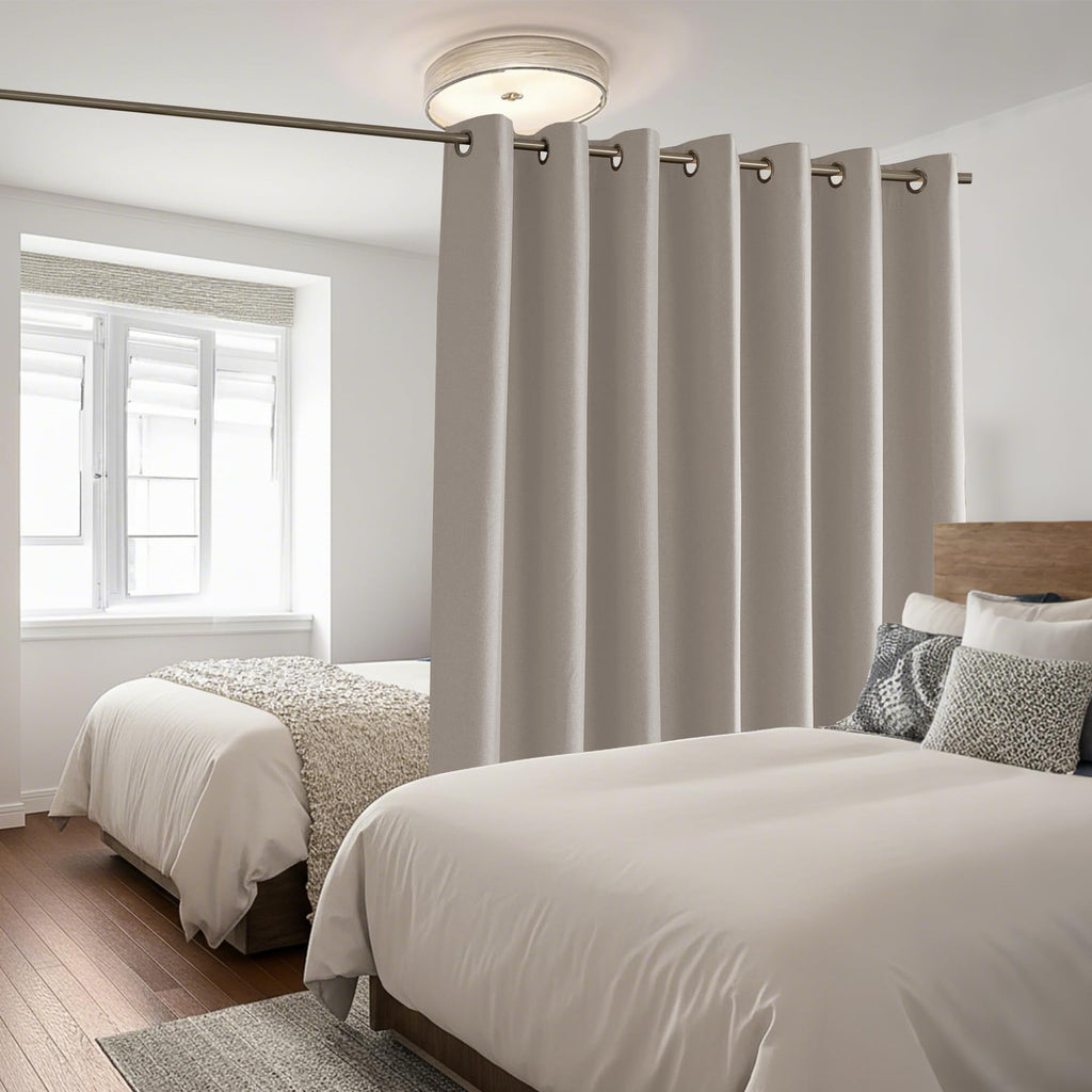 100% Blackout Linen Sliding Glass Door Curtains Y32321