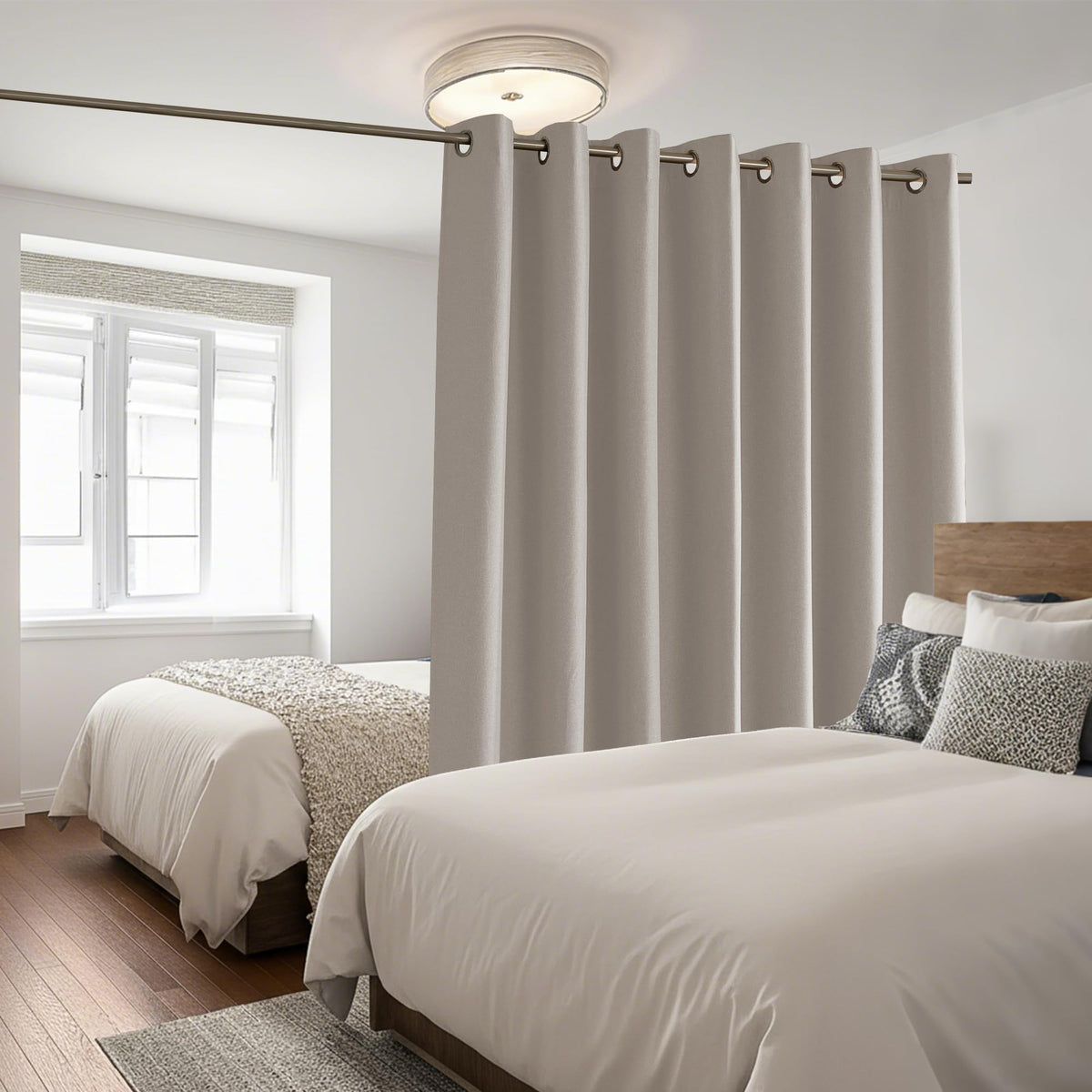100% Blackout Linen Sliding Glass Door Curtains Y32321