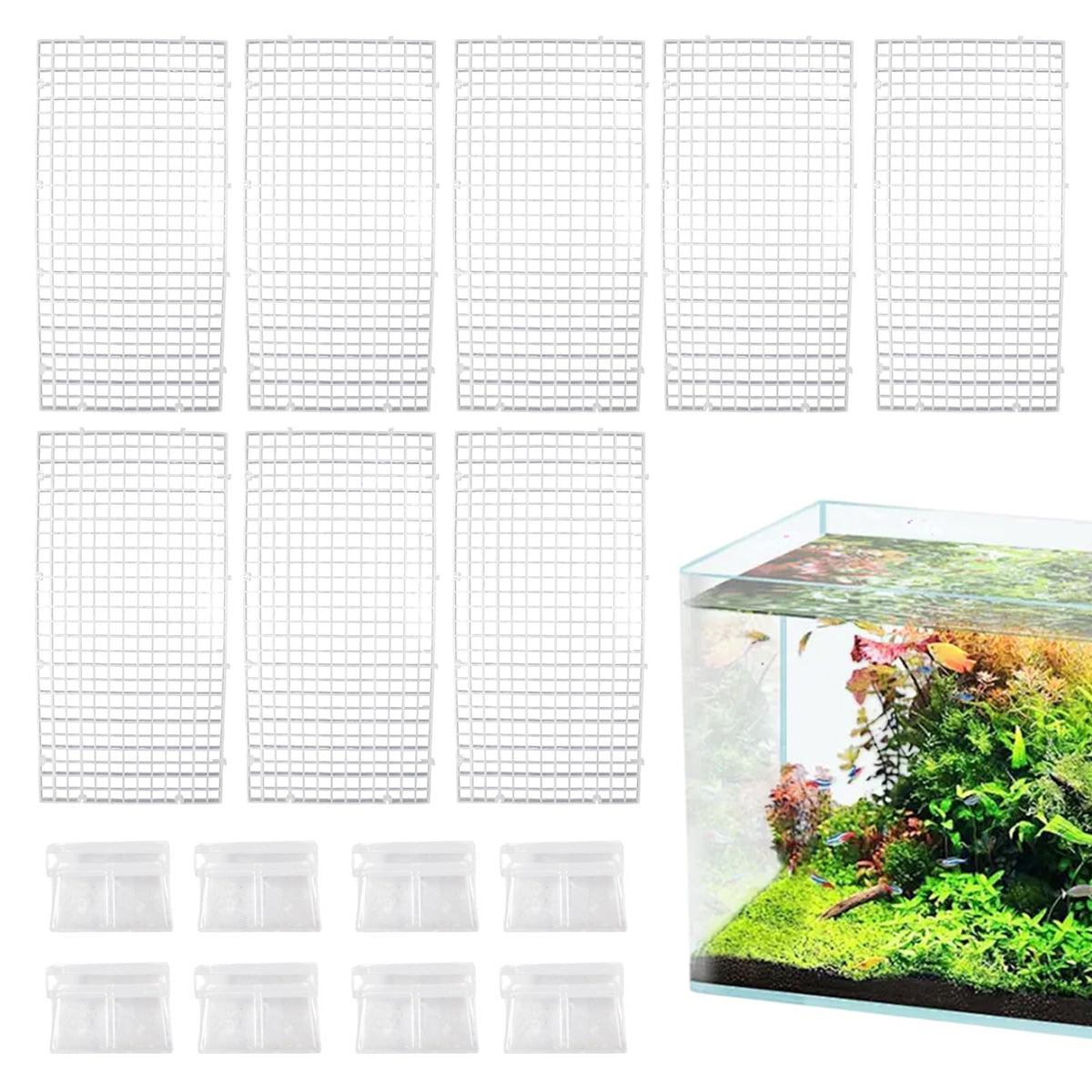 8 Pack Transparent Acrylic Aquarium Lid with Clips A84324