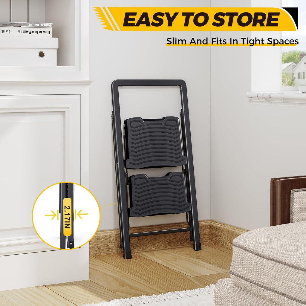 2 Folding Steel Step Ladder with Handrail X1246