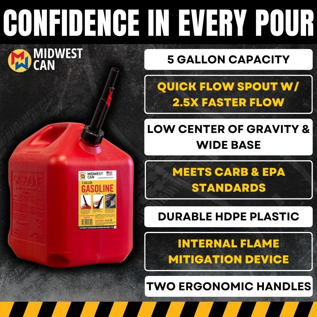 5 Gallon Gas Can Fuel Container with Spout 2 Pack Z5667