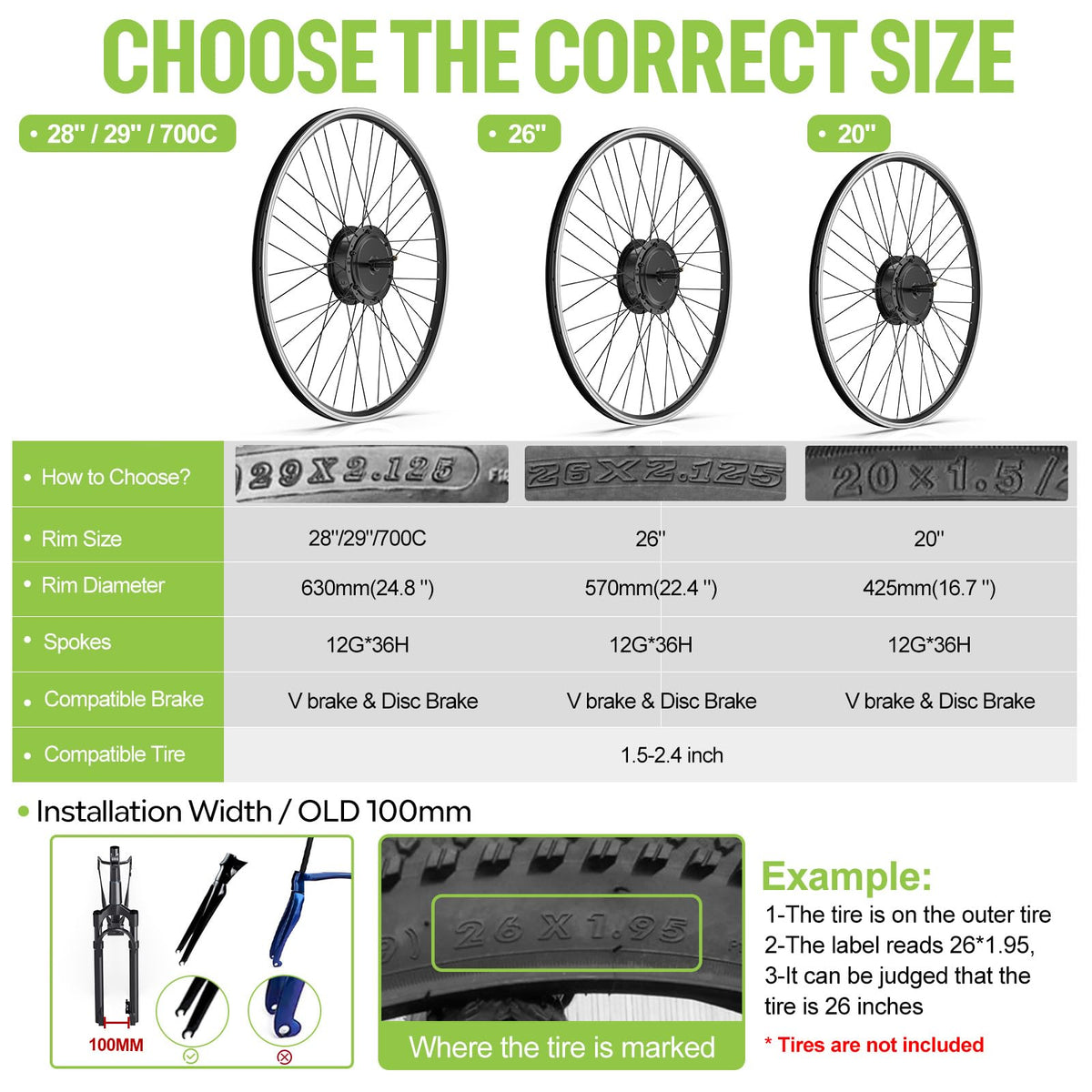 48V 500W Front Wheel Electric Bike Conversion Kit E87357