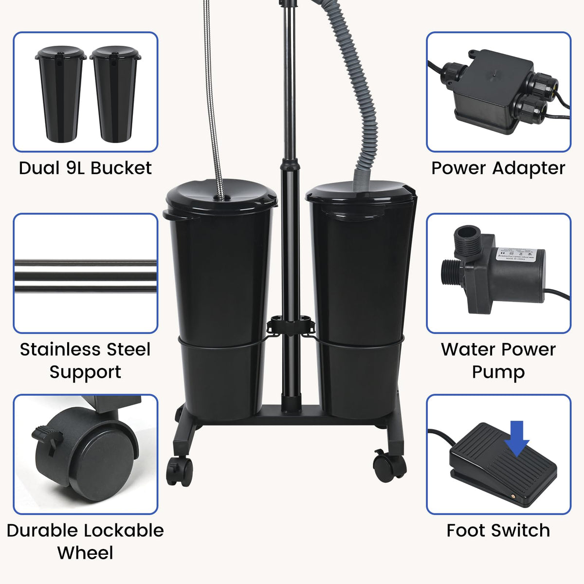 Portable Height Adjustable Shampoo Bowl with Electric Pump F864433