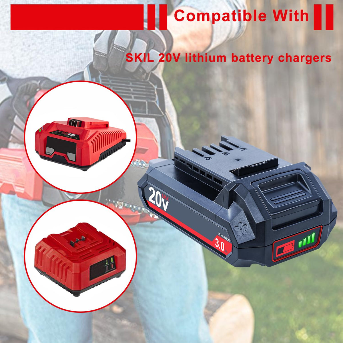 20V 3000mAh Lithium-Ion Battery 2 Packs K195805