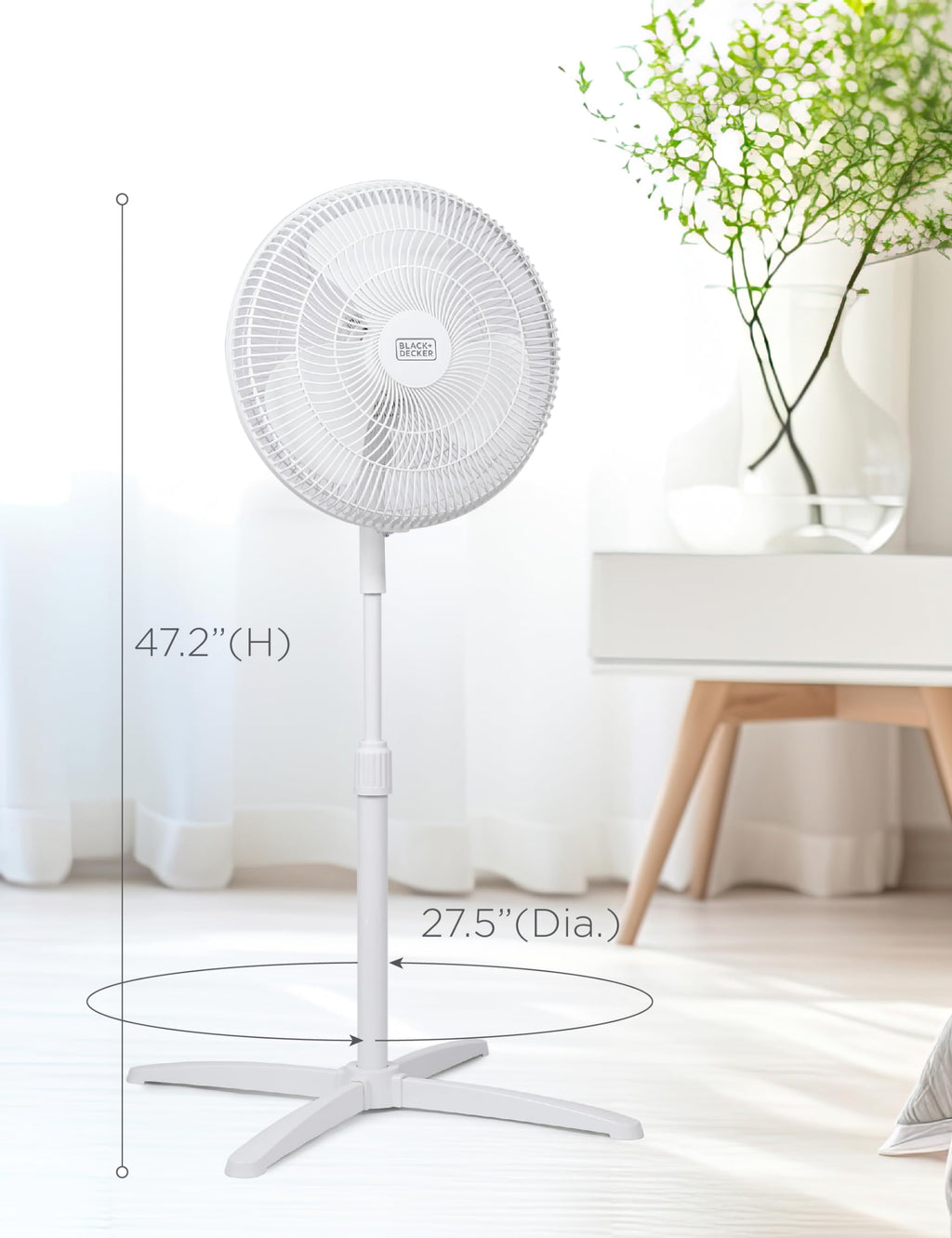 16-Inch Oscillating Pedestal Fan, 3 Speeds, White Y21768