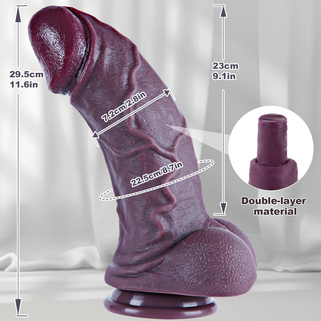 11.6" Black Silicone Suction Cup Dildo I17993