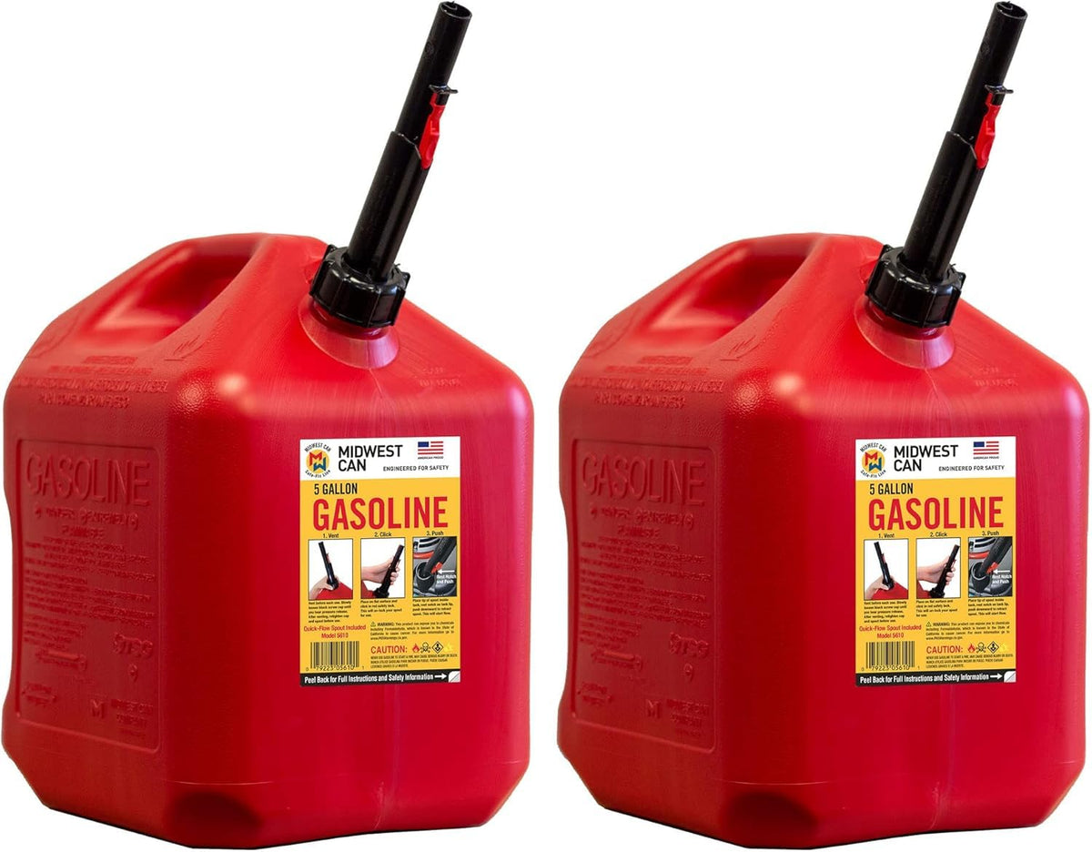 5 Gallon Gas Can Fuel Container with Spout 2 Pack Z5667