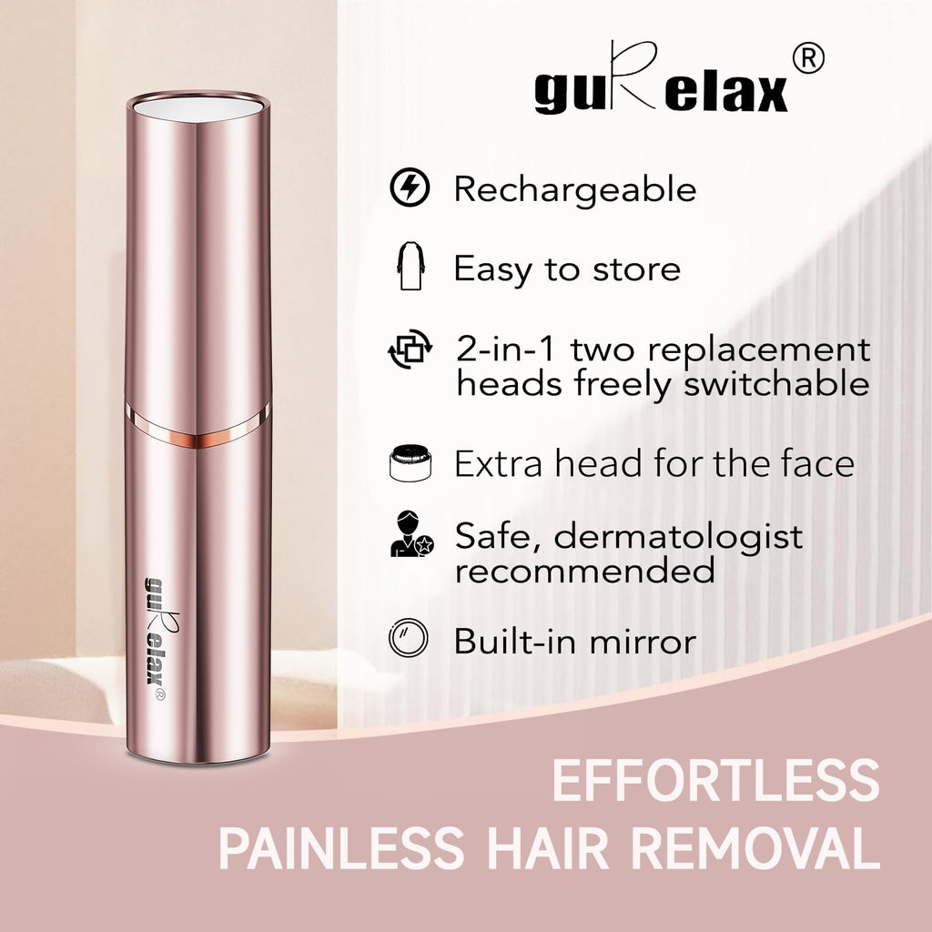 2-in-1 Electric Facial Hair Removal & Eyebrow Shaver with Mirror Light D485066