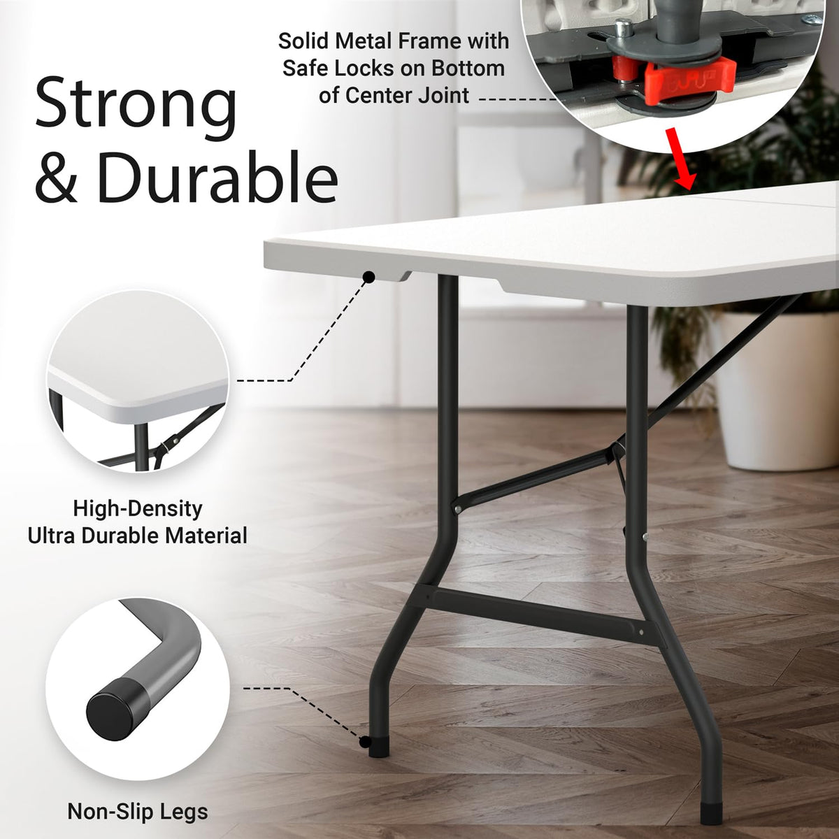 6 Feet Foldable Table with Steel Legs W5417