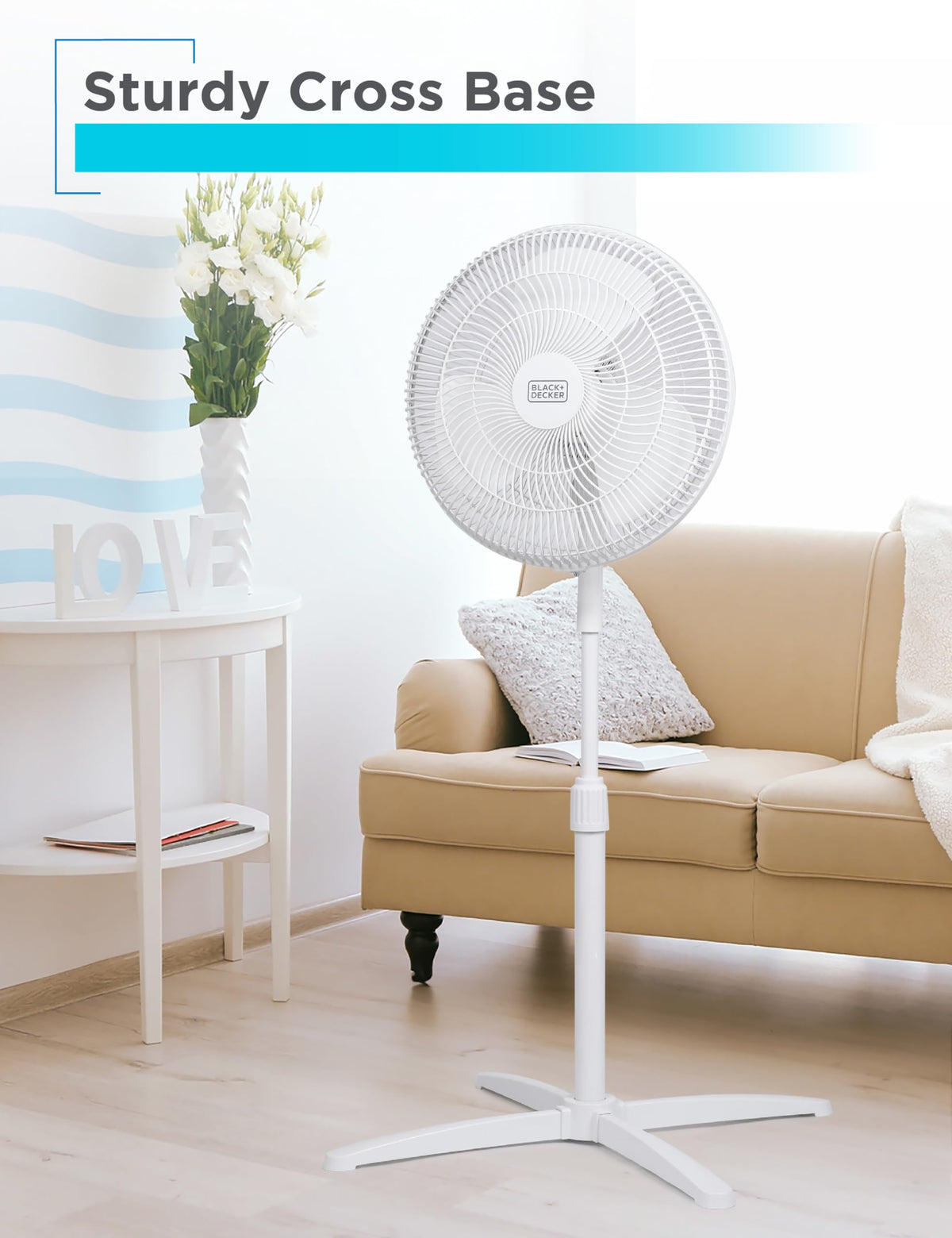 16-Inch Oscillating Pedestal Fan, 3 Speeds, White Y21768