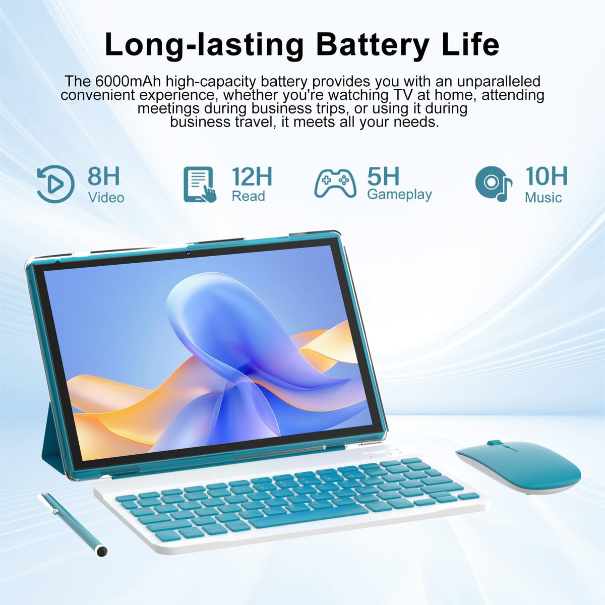 10 inch Android Tablet with Keyboard Stylus 8GB RAM 32GB ROM S378